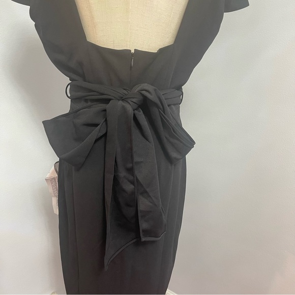 Dress the Population Solid Black Dana Wrap Waist Cocktail Dress- NWT-  Reemoly